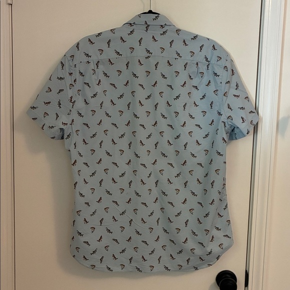 J Crew Mercantile Flex Shirt Bass Fish Printed Button Front Short Sleeve Shirt L - Picture 4 of 4